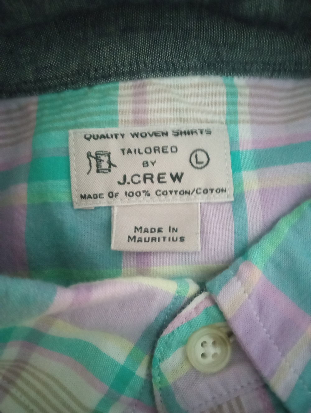 J. CREW Pastel Plaid Softest Cotton Button Down Men's Shirt | L - Picture 7 of 7